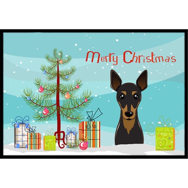 Carolines Treasures Christmas Tree and Min Pin Indoor or Outdoor Mat- 18 x 27 BB1612MAT - main